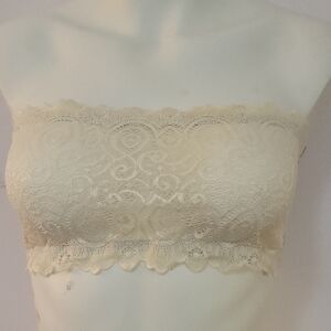 Free People Intimately Lace Bandeau Bra in Cream